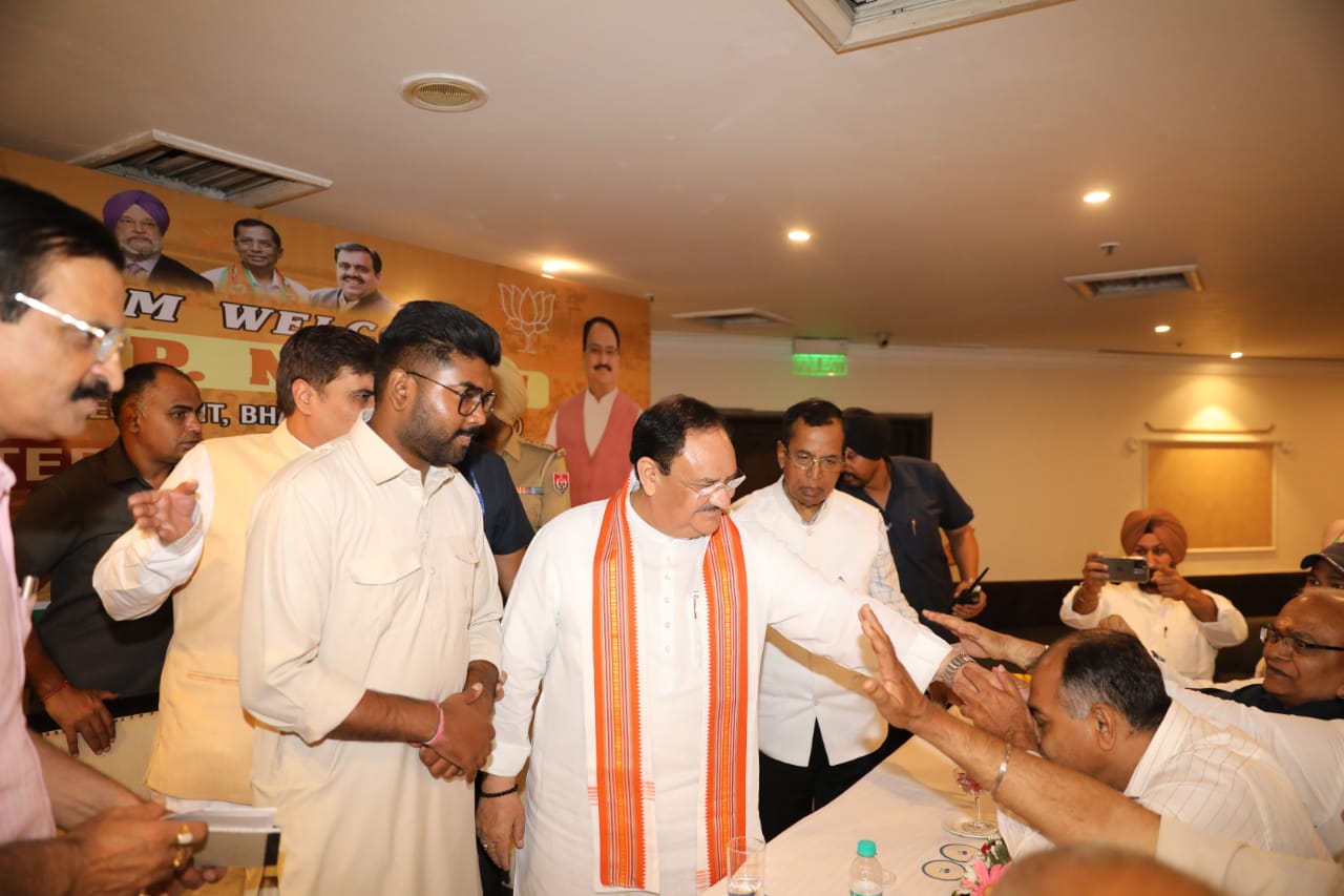 BJP National President Shri J.P. Nadda addressing a meeting of Industrialists at Hotel Park Plaza in Ludhiana (Punjab)