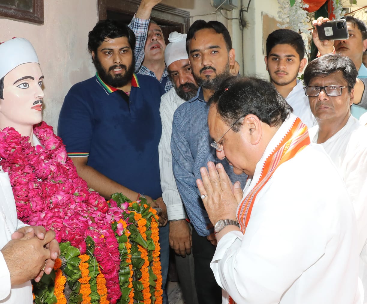 BJP National President Shri J.P. Nadda paid floral tributes to martyr Sukhdev Thapar at his ancestral home in Ludhiana (Punjab)