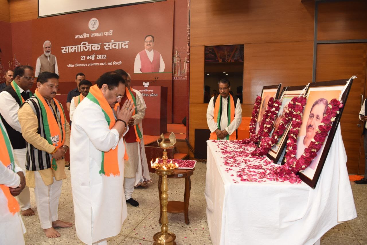 BJP National President Shri J.P. Nadda addressing Samajik Samwad at BJP HQ, 6A DDU Marg, New Delhi