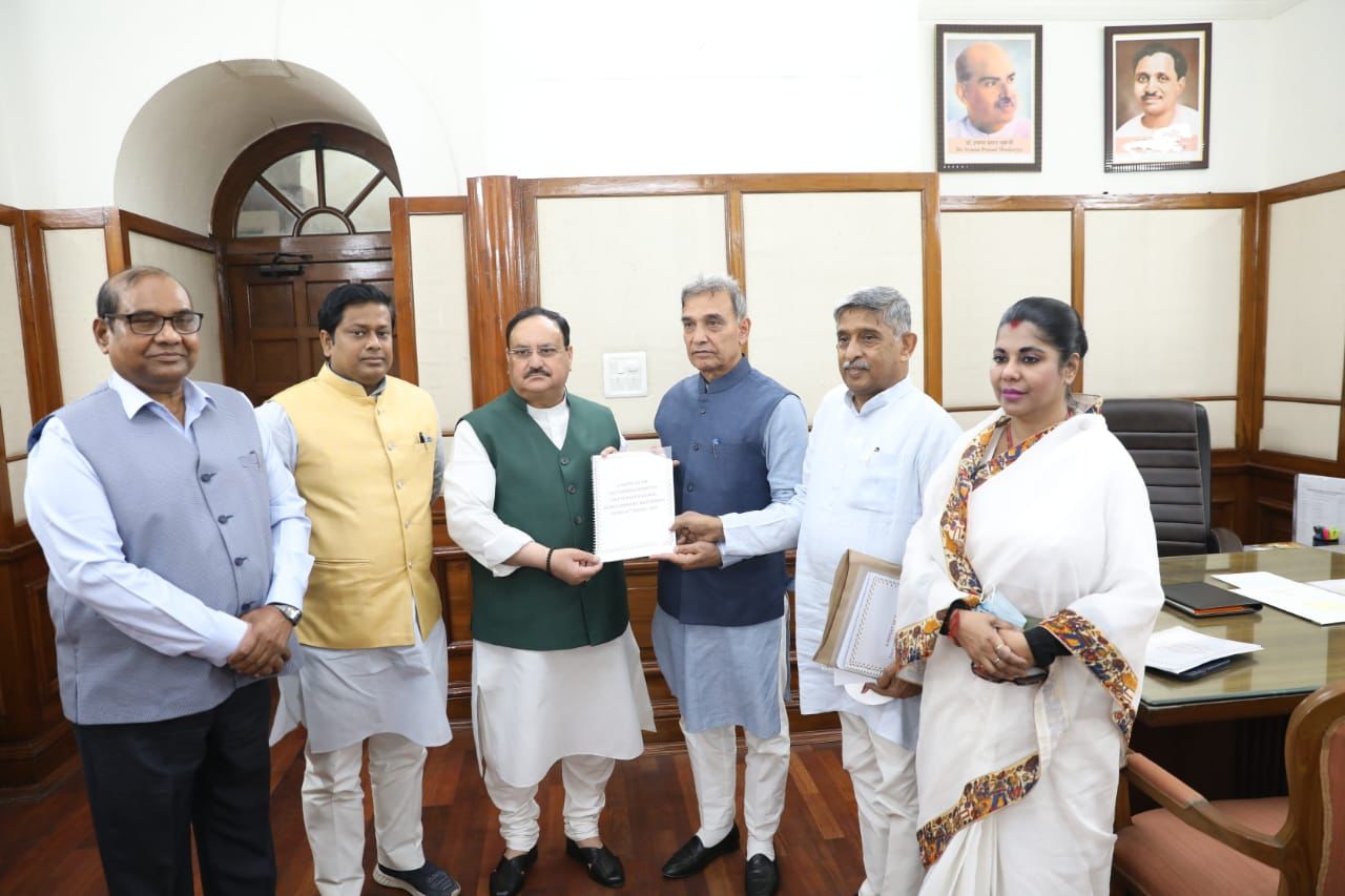 Members of the fact finding committee of BJP on Birbhum (West Bengal) violence handover the report to Hon'ble BJP National President Shri J.P. Nadda