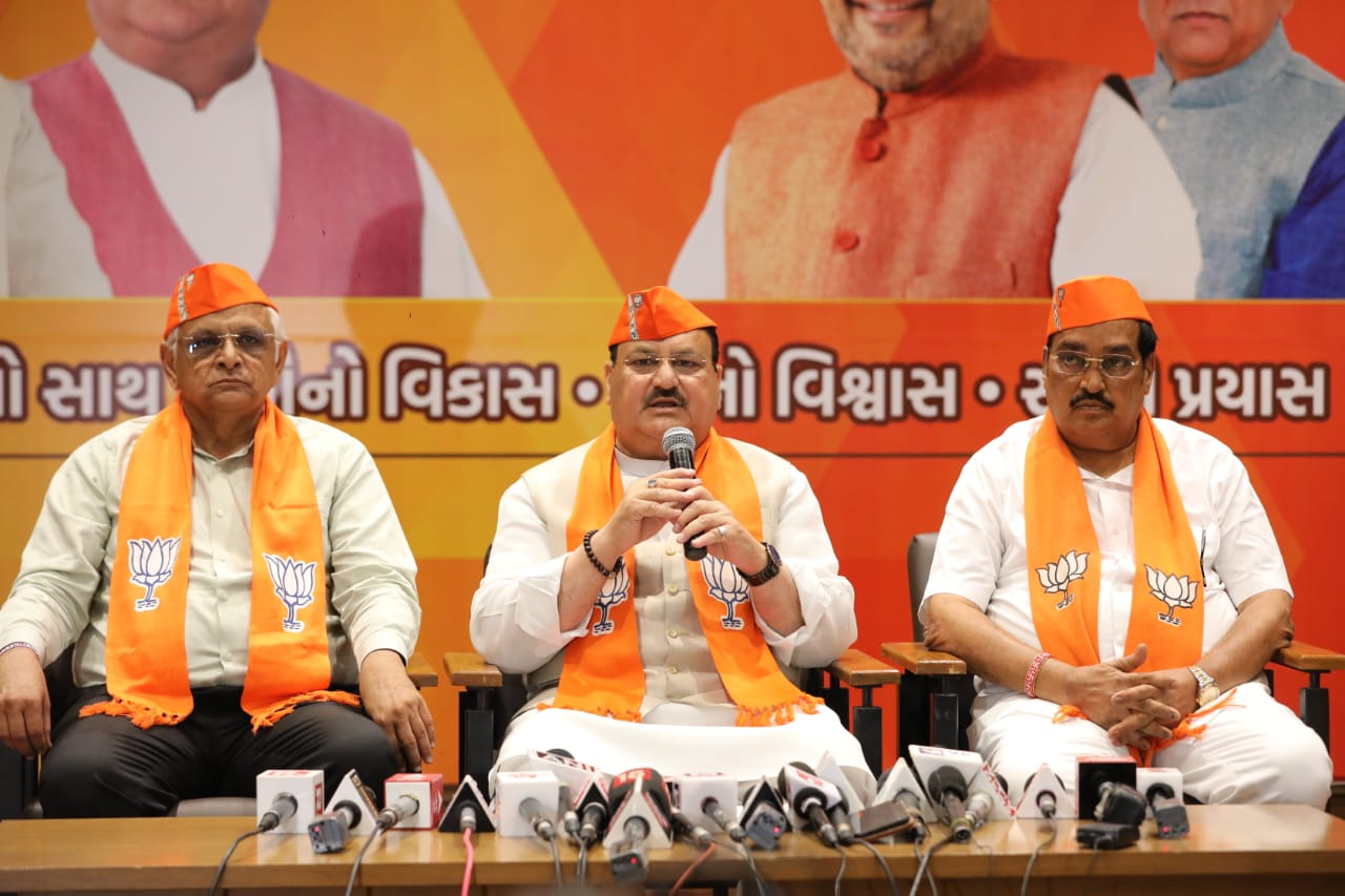 BJP National President Shri J.P. Nadda at "Shree Kamlam" State BJP Office, Gandhi Nagar (Gujarat)