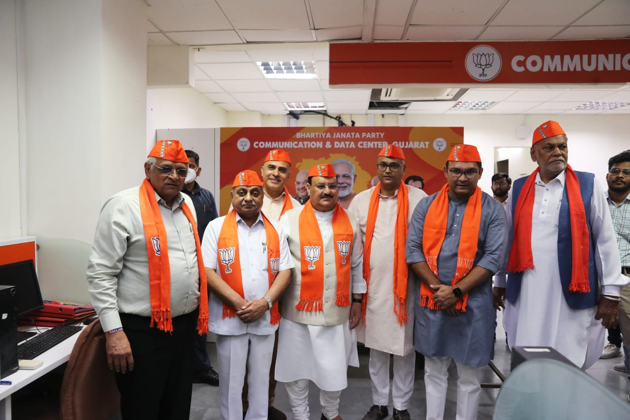 BJP National President Shri J.P. Nadda at "Shree Kamlam" State BJP Office, Koba, Gandhi Nagar (Gujarat)