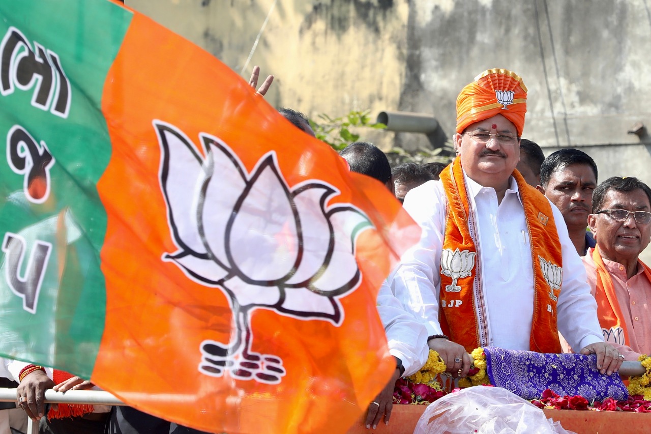 Hon’ble BJP National President Shri J.P. Nadda ji’s road show in Khadia-Jamalpur(Ahmedabad) Gujarat from Meldi Matana Mandir, Baherampura