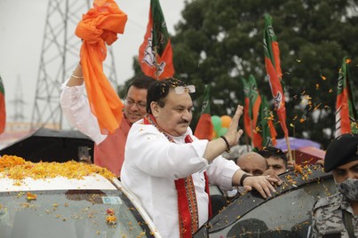 Grand welcome of Hon'ble BJP National President Shri J.P. Nadda on arrival in Dehradun (Uttarakhand)