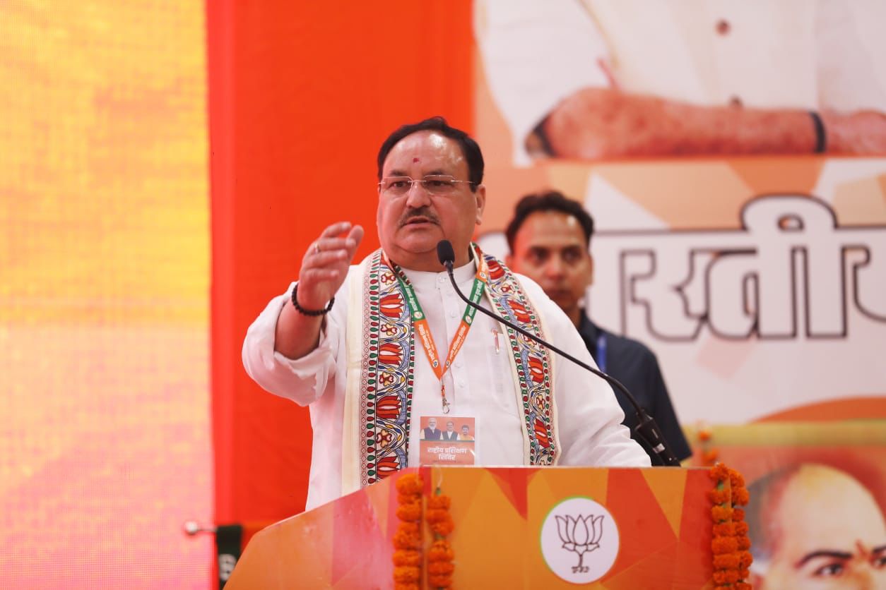 BJP National President Shri J.P. Nadda addressing Yuva Morcha Rashtriya Prashikshan Varg at Hotel Trance, Near Sheela Chowk, Dharamshala (Himachal Pradesh)