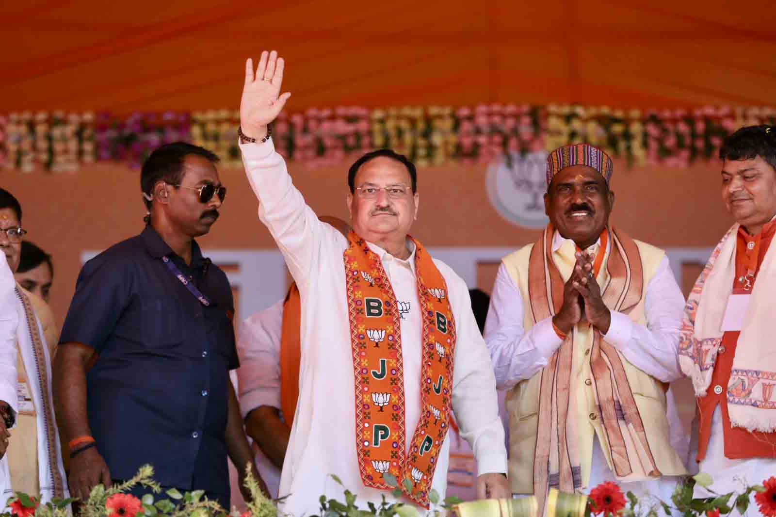 Hon'ble BJP National President Shri J.P. Nadda addressing a public rally at Kerma Stadium, Muzaffarnagar (Bihar)