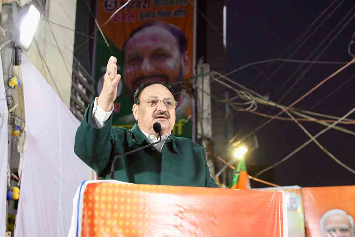 Hon'ble BJP National President Shri J.P. Nadda addressing a public rally in Uttam Nagar (New Delhi)