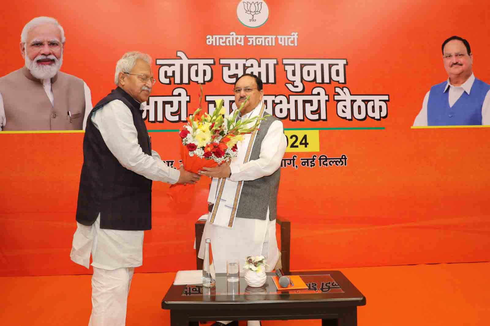 Hon'ble BJP National President Shri J.P. Nadda addressing meeting of Lok Sabha Election Prabharis & Sah Prabharis at BJP HQ, 6A DDU Marg, New Delhi