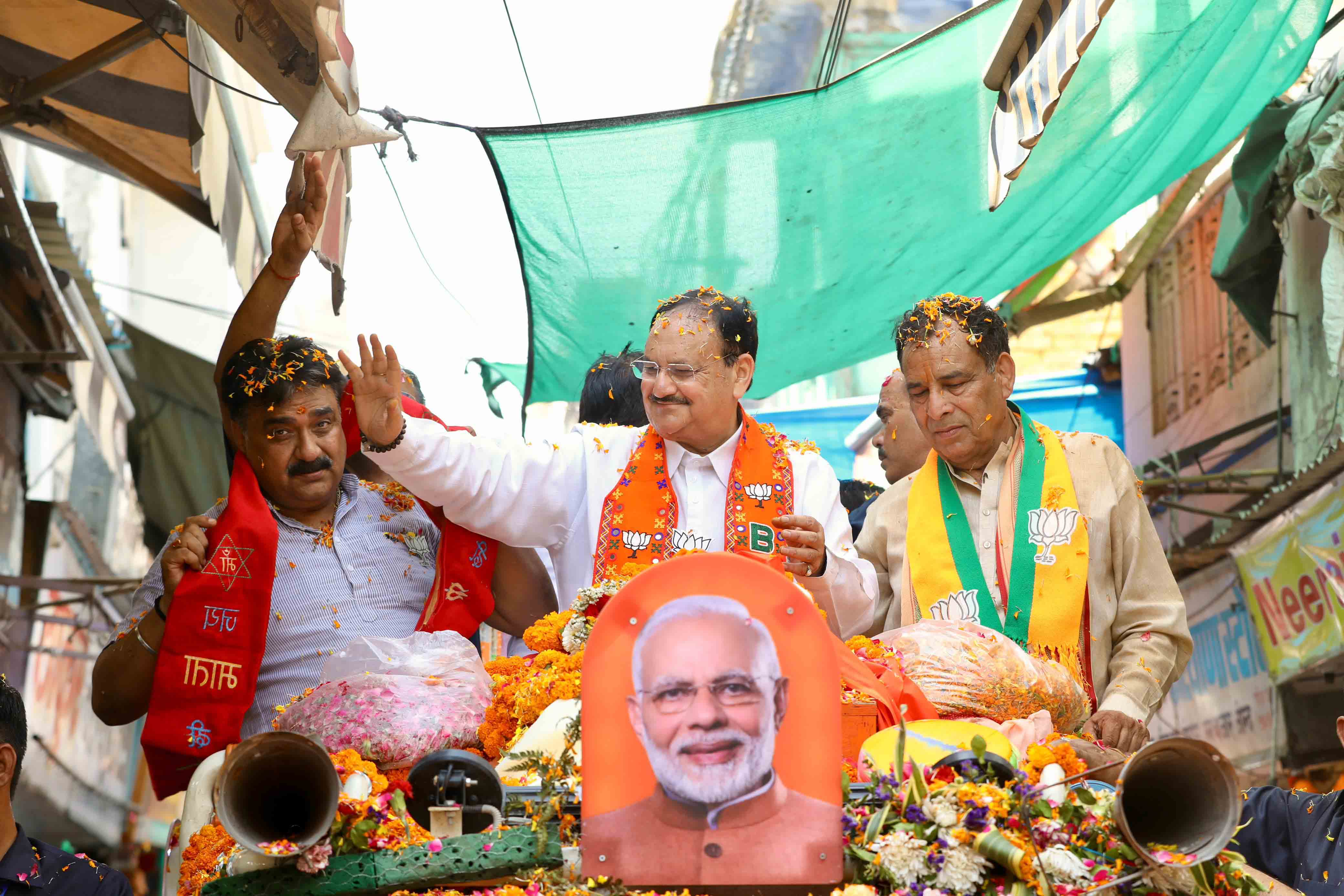 Hon'ble BJP National President Shri J.P. Nadda ji's road show in Jind, Sonipat (Haryana)