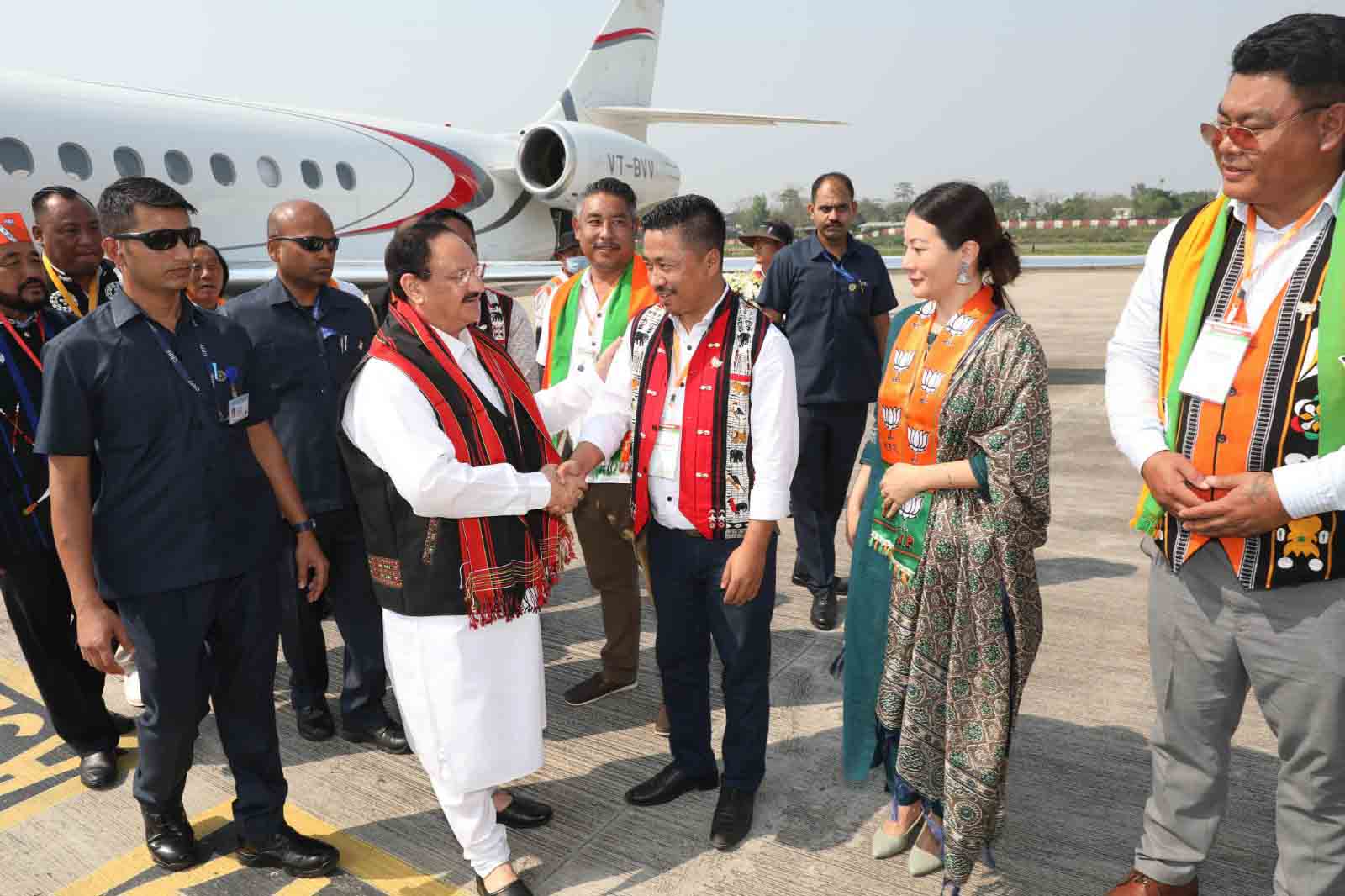 Hon'ble BJP National President Shri J.P. Nadda on arrival at Dimapur Airport (Nagaland)