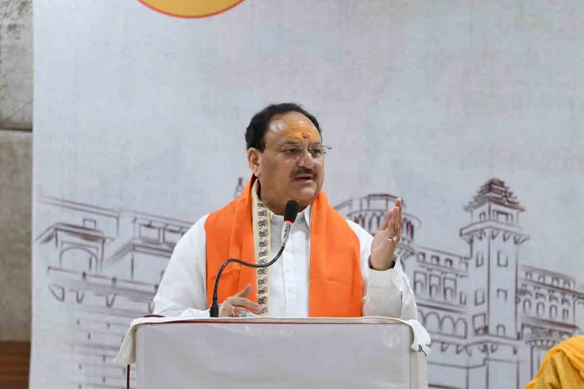 Hon'ble BJP National President Shri J.P. Nadda while addressing "Vdwat Baithak" in Varanasi (Uttar Pradesh)