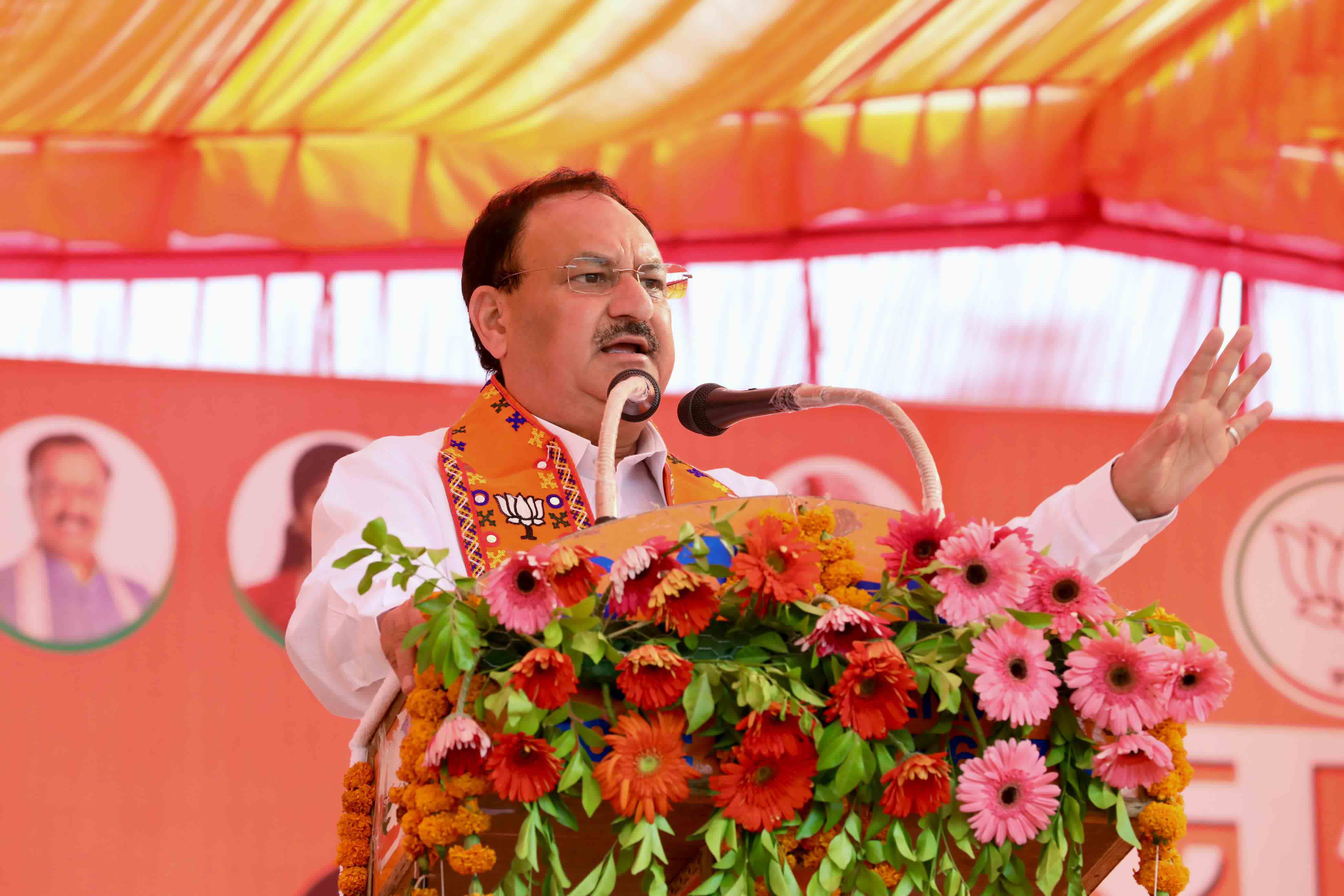 Hon'ble BJP National President Shri J.P. Nadda while addressing a public rally in Amethi (Uttar Pradesh)