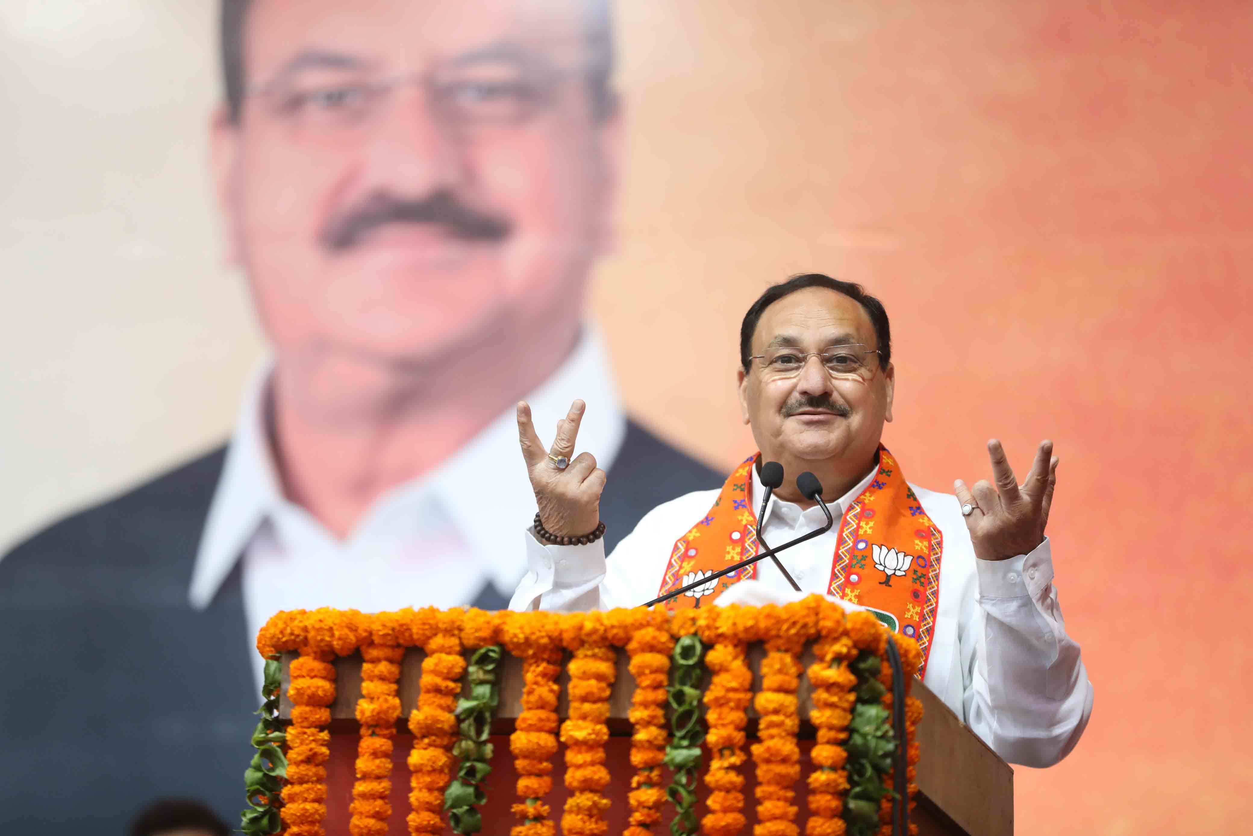 Hon'ble BJP National President Shri J.P. Nadda while addressing a public rally in Chandigarh