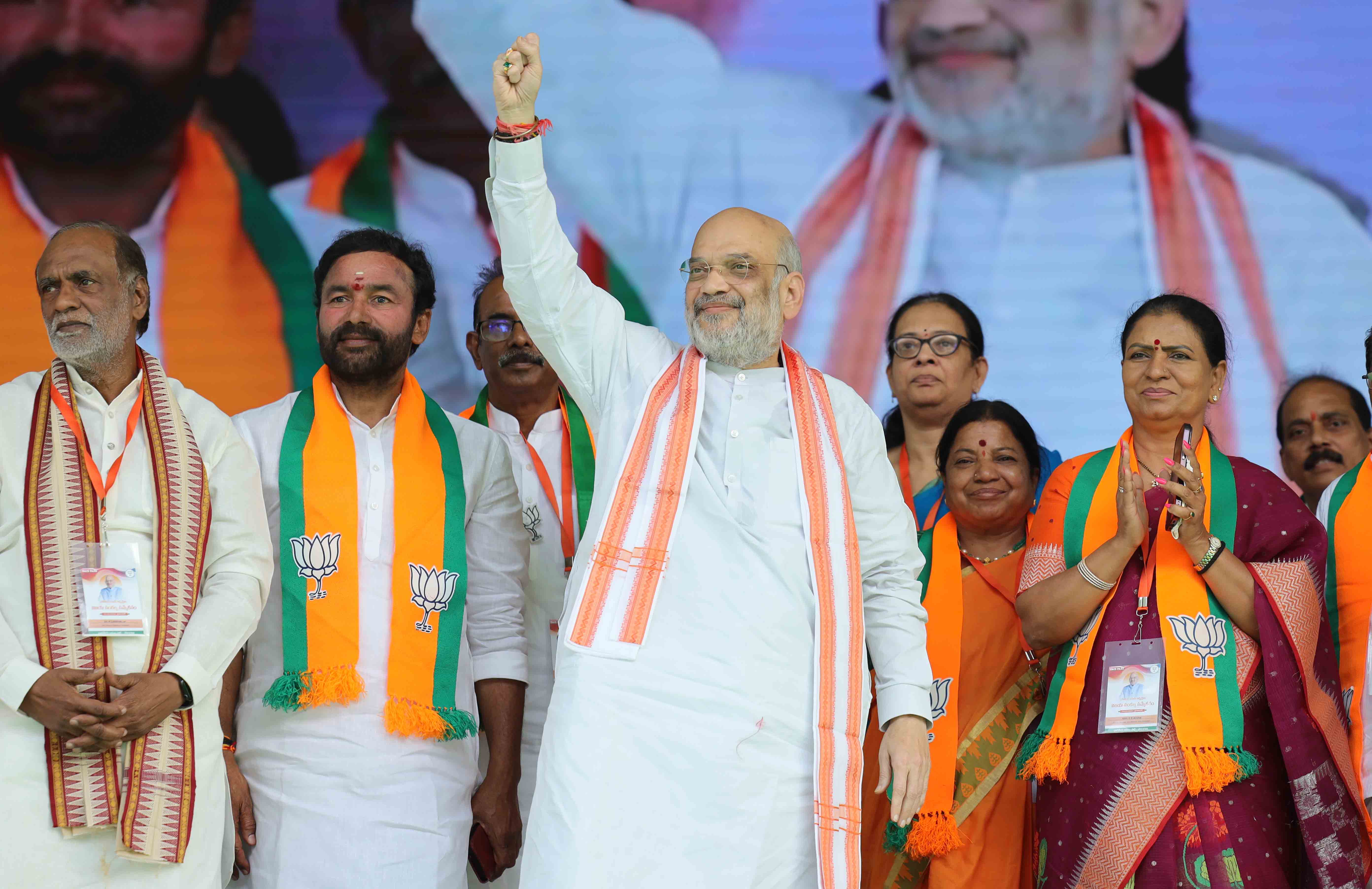 Hon'ble Union Home Minister & Minister of Cooperation Shri Amit Shah while addressing Vijay Sankalp Sammelan in Hyderabad (Telangana)