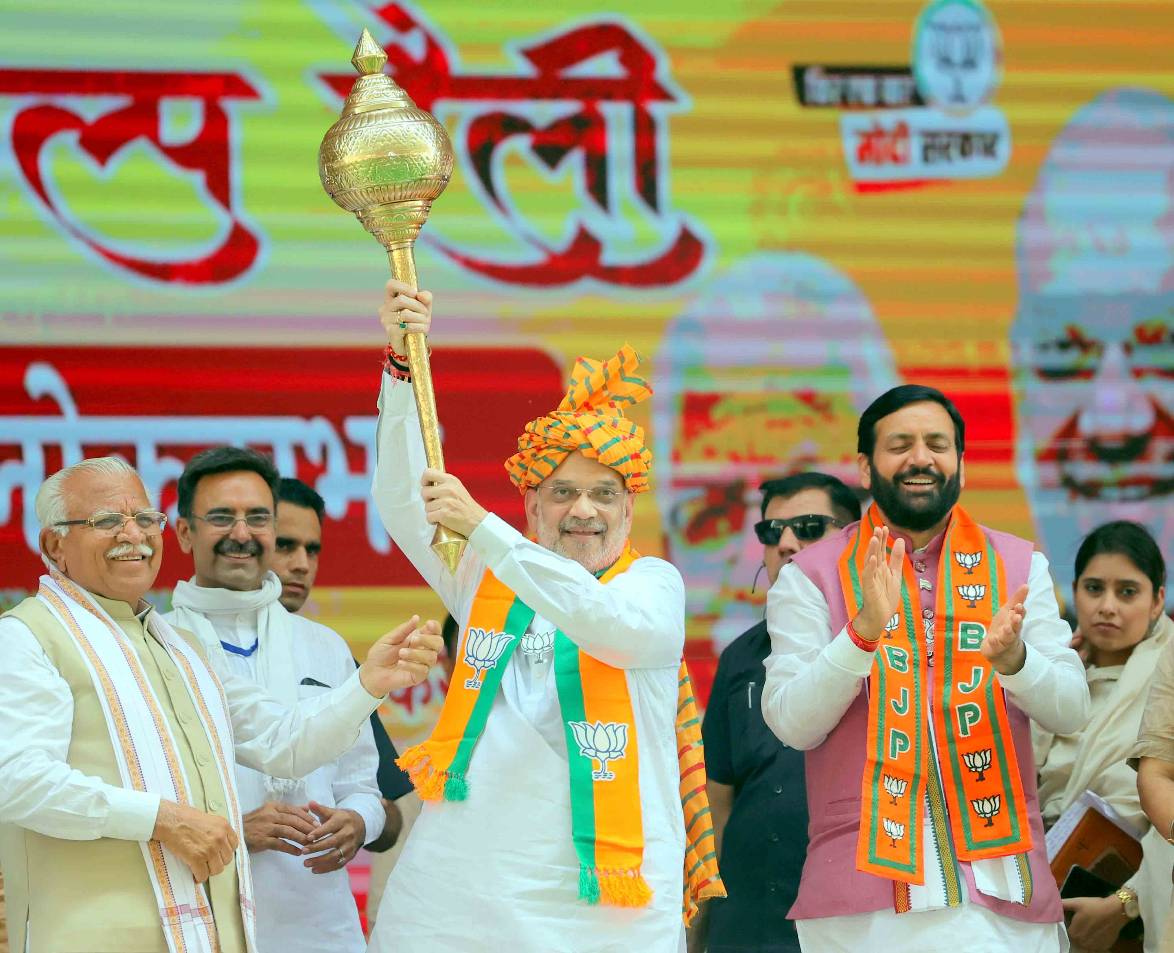 Hon'ble Union Home Minister & Minister of Cooperation Shri Amit Shah while addressing public rallies in Karnal, Hisar & Jhajjar (Haryana)