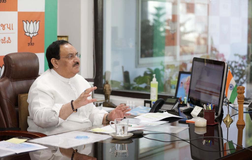  BJP National President Shri J.P. Nadda chaired review meeting with BJP State Office Bearers and MPs of West Bengal, Odisha, Sikkim and Andaman on Yaas Cyclone via video conferencing