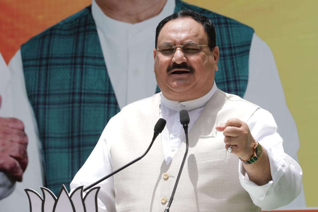  BJP National President Shri J.P. Nadda while laying foundation of 2 Oxygen plants in Himachal Pradesh virtually and flag off Covid relief material for the state