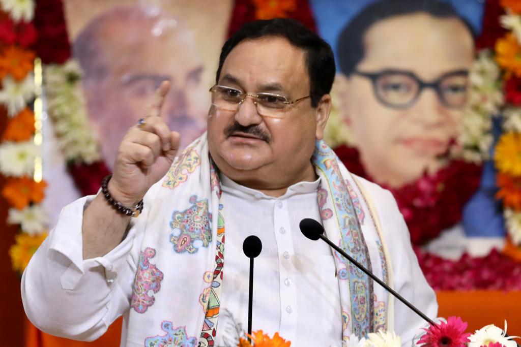  BJP National President Shri J.P. Nadda addressing felicitation ceremony of Cabinet Ministers from SC category organised by BJP SC Morcha at Dr Ambedkar Int'l Centre, Janpath, New Delhi.