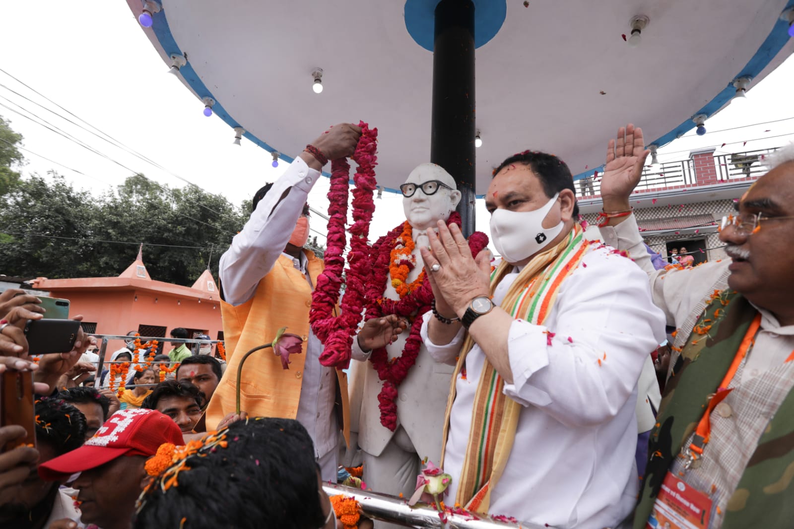  BJP National President Shri J.P. Nadda paid floral tributes to Shri Babasahab Ambedkar ji's statue in Jwalapur, Haridwar