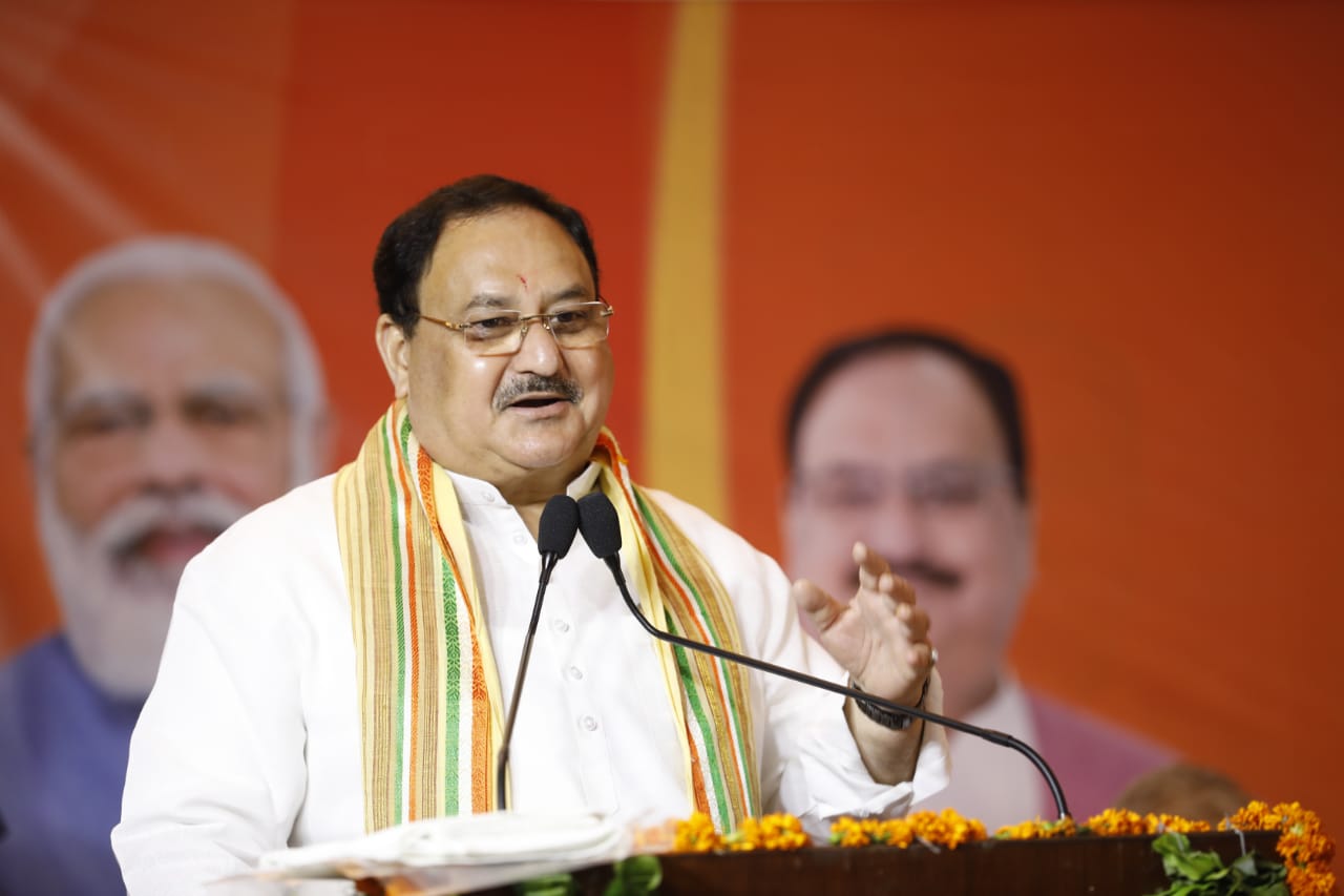 BJP National President Shri J.P. Nadda addressing public representatives at Godwin Hotel, Haridwar