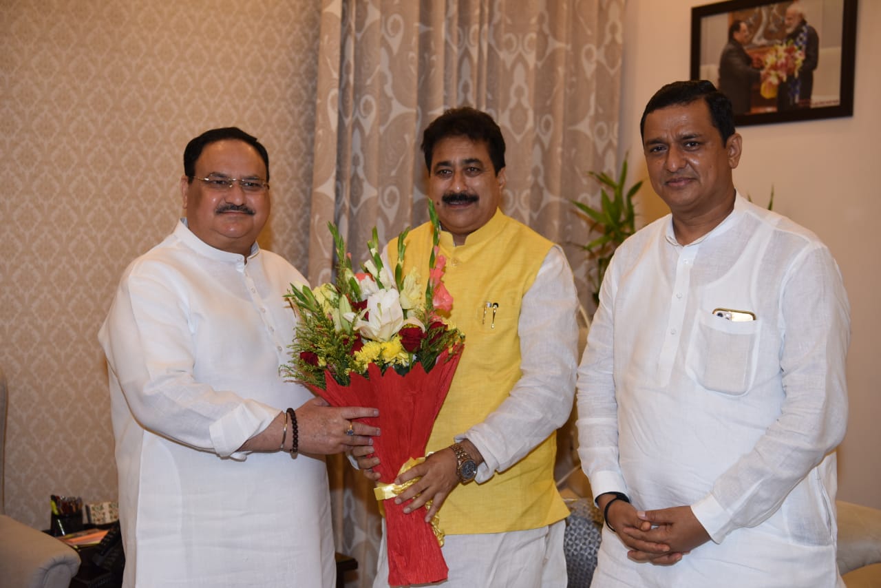 Shri Rajkumar, MLA from Purola (Uttarkashi) U'khand met Hon'ble BJP National President Shri J.P. Nadda after Joining BJP in New Delhi