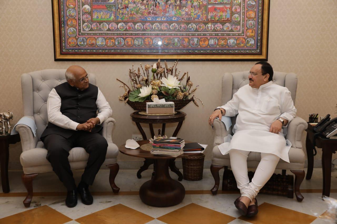  Gujarat Chief Minister Shri Bhupendrabhai Patel called on Hon'ble BJP National President Shri J.P. Nadda ji in New Delhi.