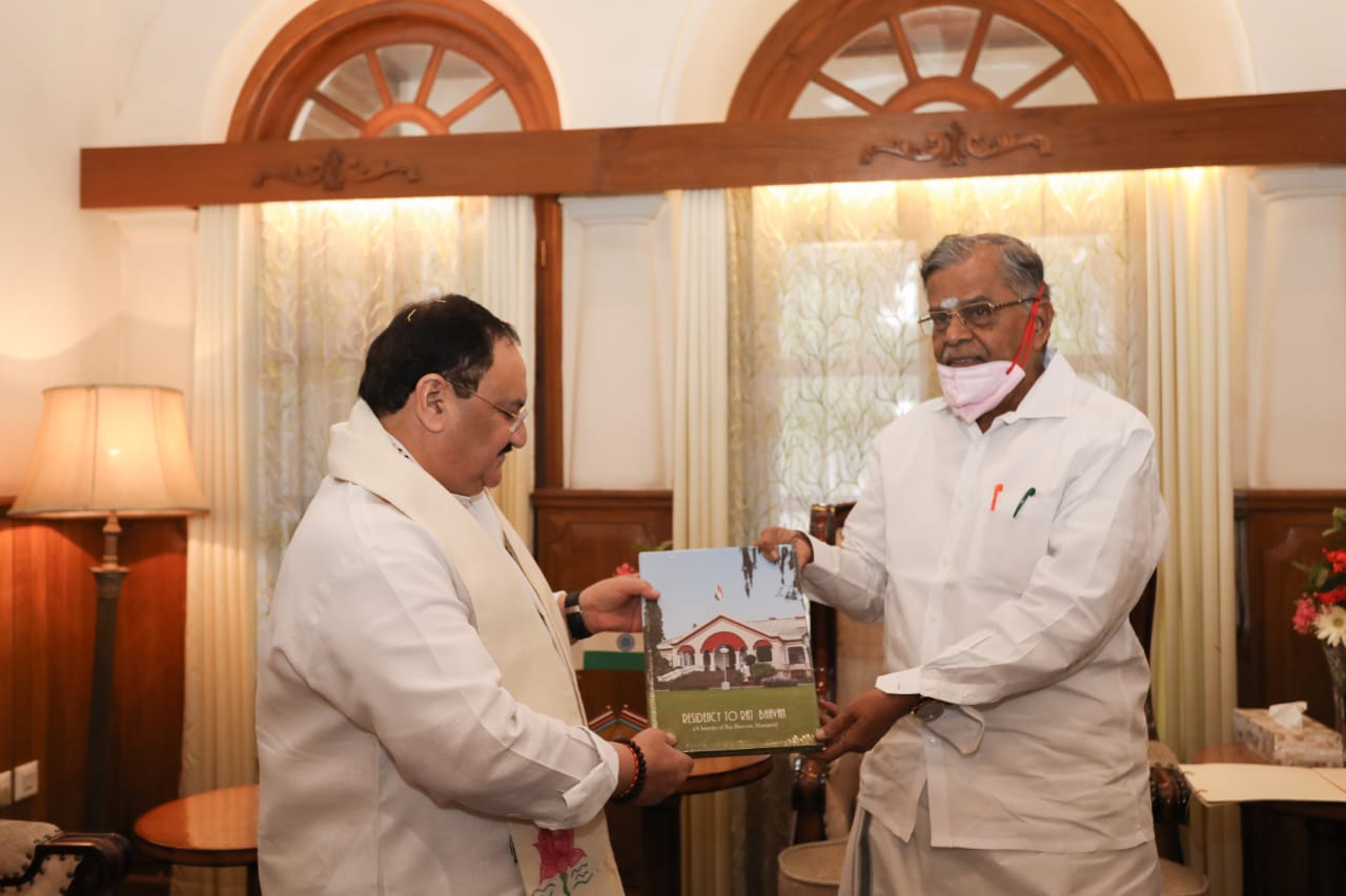 BJP National President Shri J.P. Nadda meet senior BJP leader & Maharaja of Manipur Shri Leishamba Sanajaoba at his residence Royal Palace Compound, Imphal (Manipur)