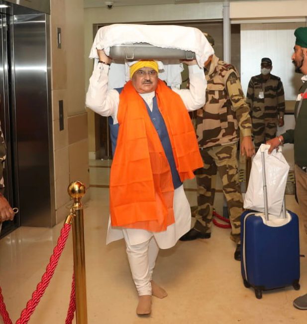 BJP National President Shri Nadda welcoming Sikh Sangat & Hindu Community who returned from Kabul at Delhi Airport