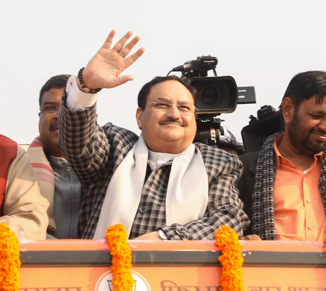 BJP National President Shri J.P. Nadda while flagging off Jan Vishwas Yatra in Ambedkar Nagar (Uttar Pradesh)