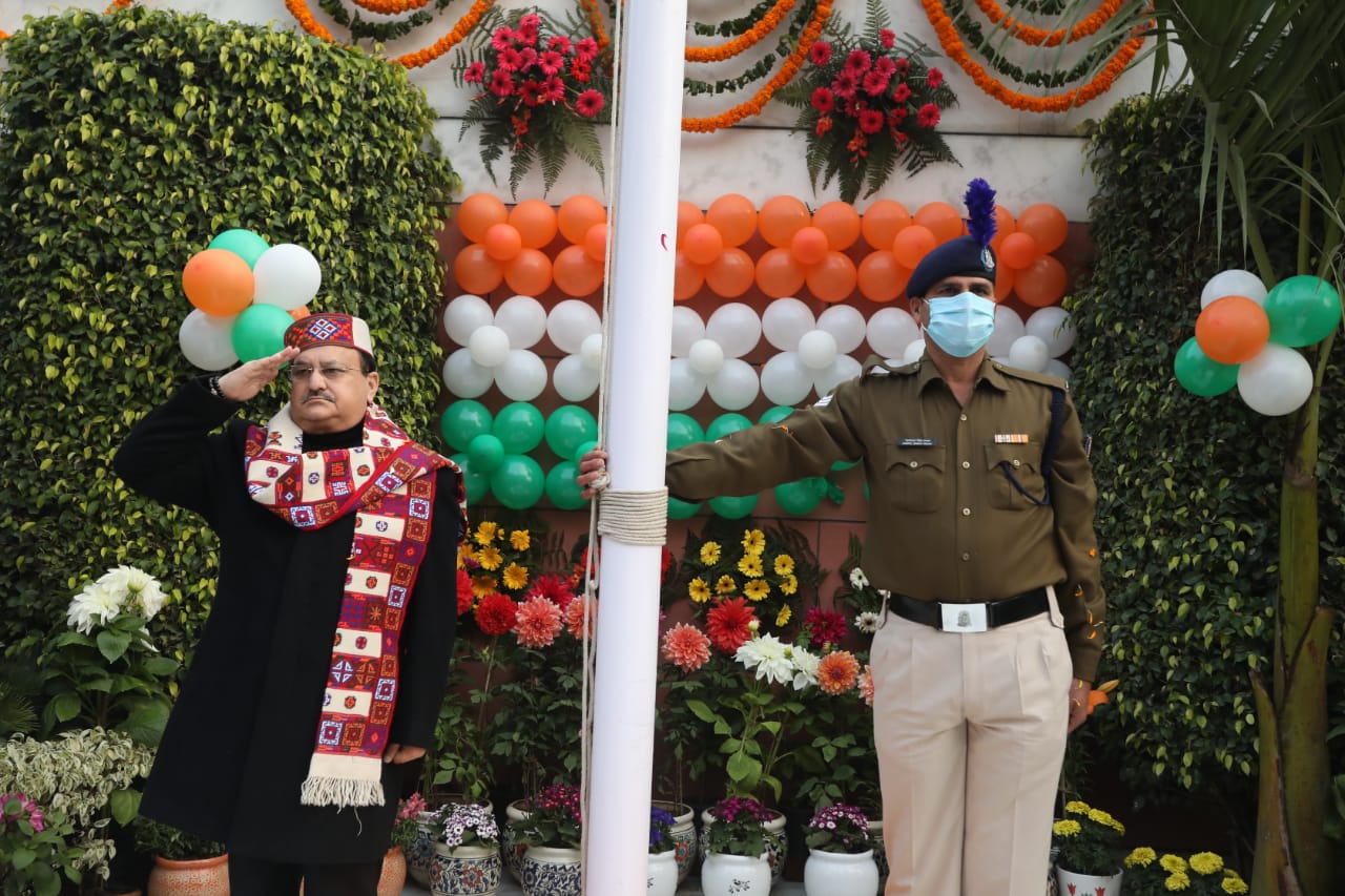  Hon'ble BJP National President Shri J.P. Nadda hoisting the National Flag at BJP HQ, 6A DDU Marg, New Delhi.