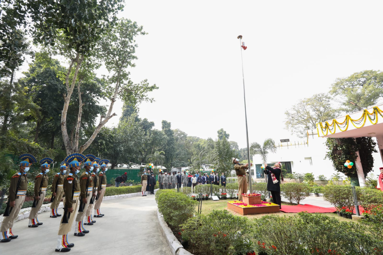 Hon'ble BJP National President Shri J.P. Nadda hoisting the National Flag at his residence 7-B, Motilal Nehru Marg, New Delhi - 110001