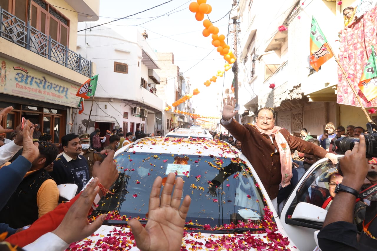 BJP National President Shri Shri J.P. Nadda ji's Door to Door campaign in Nayaganj, Hathras (U.P.)