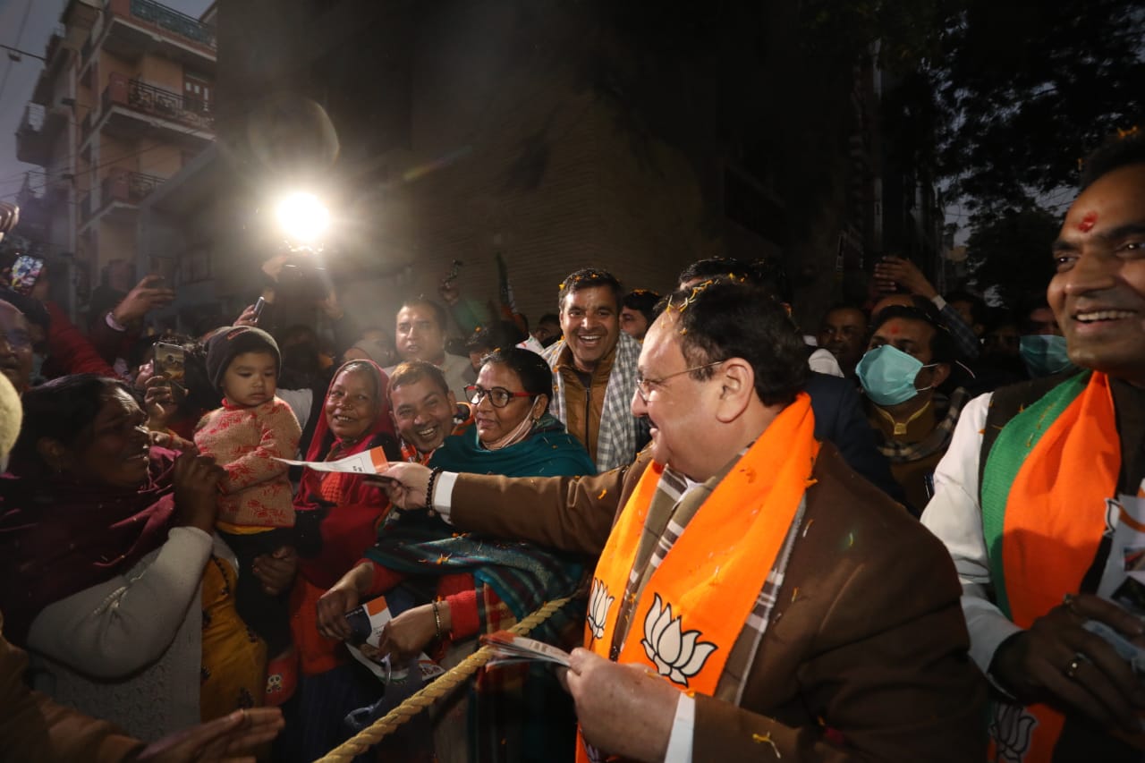 BJP National President Shri J.P. Nadda ji's Door to Door campaign at Sec 12, Noida (U.P.).