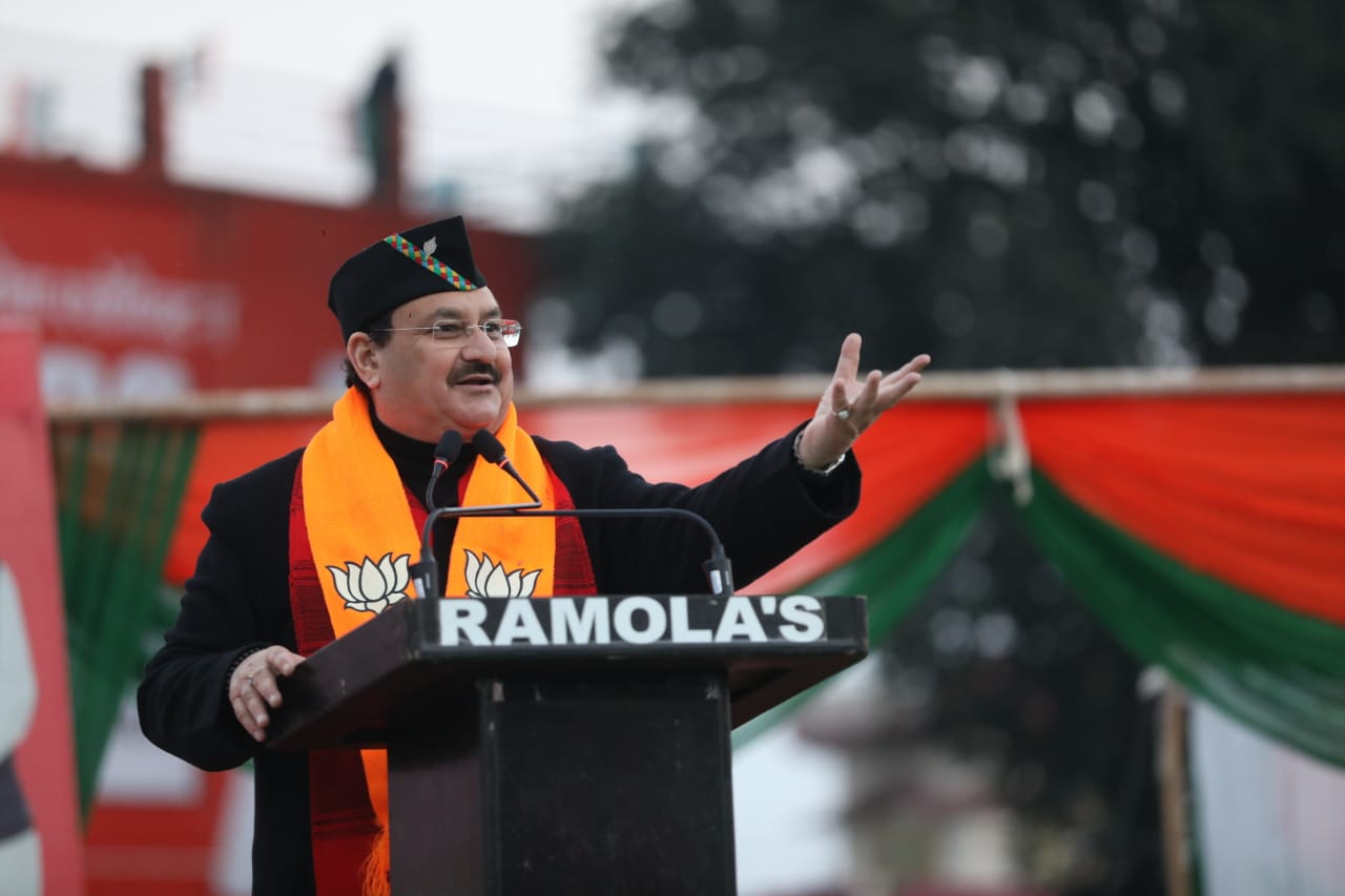 BJP National President Shri J.P. Nadda addressing a public meeting in Doiwala (U'khand).