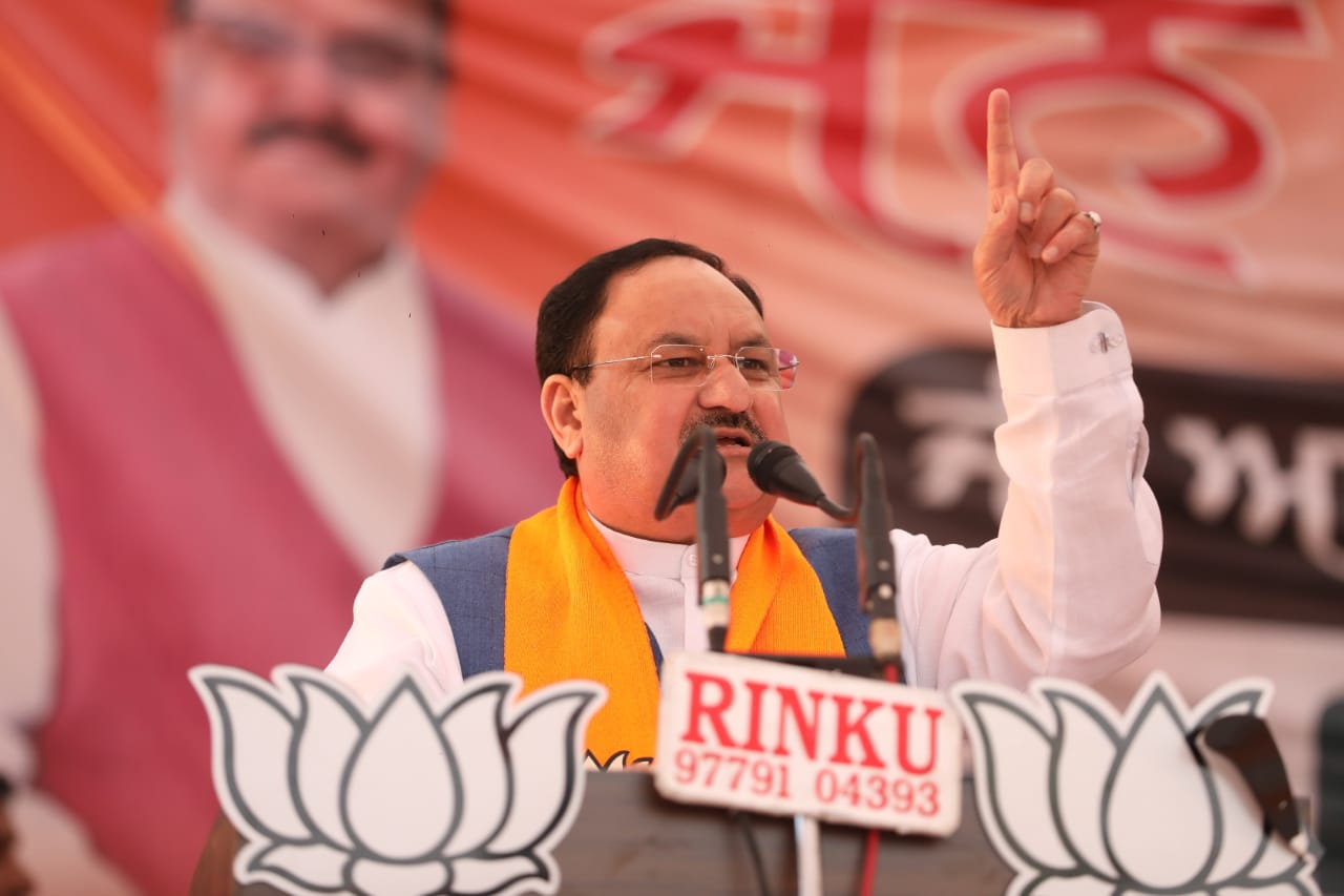 BJP National President Shri J.P. Nadda addressing a public meeting at Ramlila Ground, Jalalabad (Punjab).