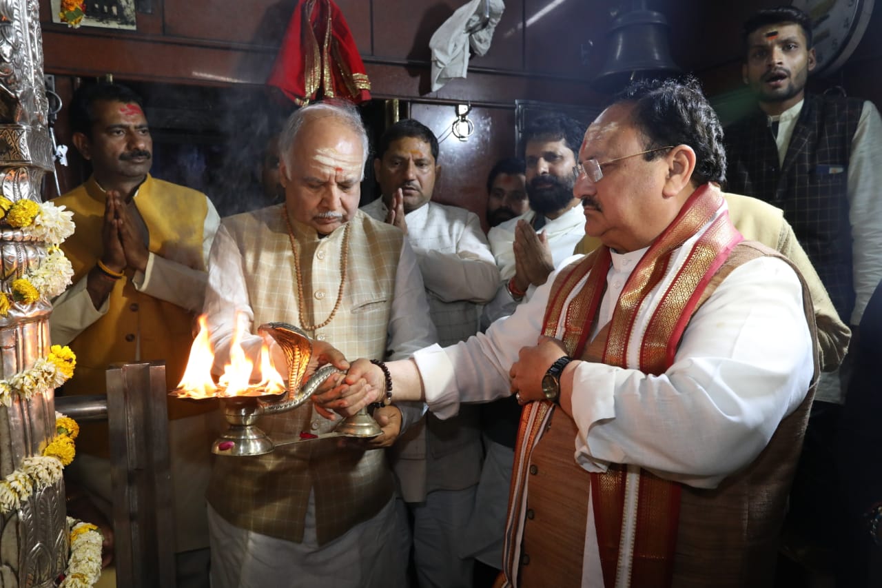 Hon'ble BJP National President Shri J.P. Nadda offered prayers at Kaal Bhairav Mandir in Varanasi (Uttar Pradesh)