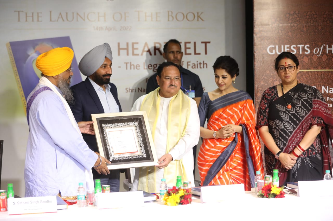 Hon'ble BJP National President Shri J.P. Nadda on the occasion of launching “Heartfelt - The Legacy of Faith" book in New Delhi