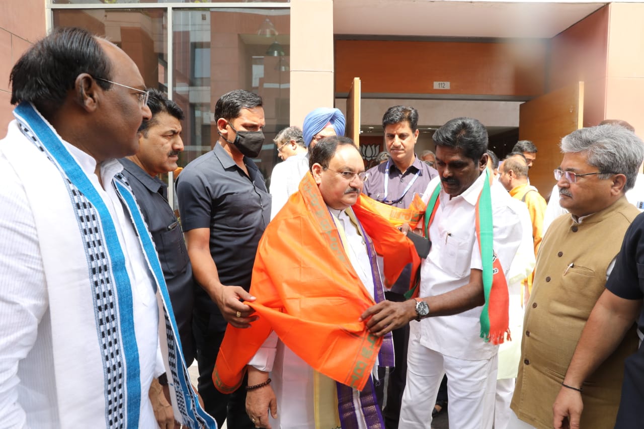 BJP National President Shri J.P. Nadda paid floral tributes to Bharat Ratna Baba Sahab Bheem Rao Ambedkar ji on his jayanti at BJP HQ, 6A DDU Marg, New Delhi