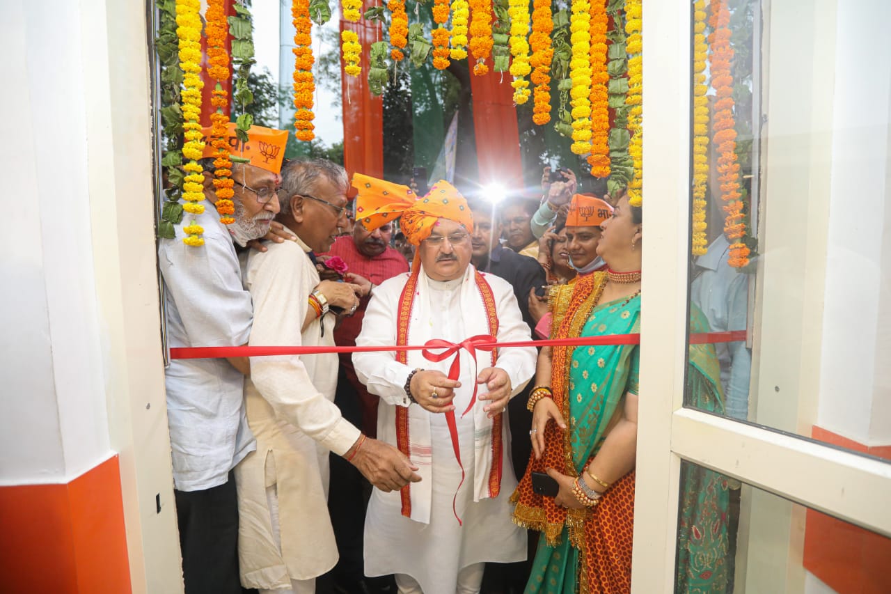 Hon'ble BJP National President Shri J.P. Nadda while inaugurating South Delhi BJP District Office in Okhla, New Delhi