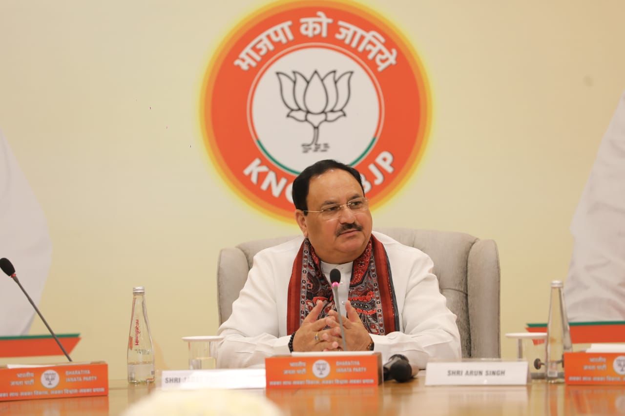  BJP National President Shri J.P. Nadda interacting with a group of Head of Missions (Ambassadors/High Commissioners) to India at BJP HQ, 6A DDU Marg, New Delhi.