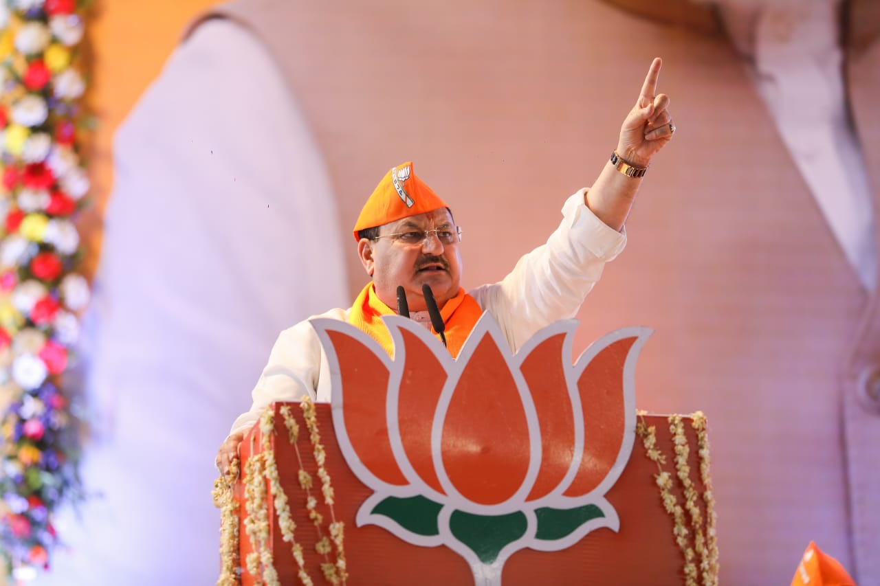 BJP National President Shri J.P. Nadda addressing State Working Committee Meeting at Motilal Nehru Stadium, Bhopal (Madhya Pradesh)