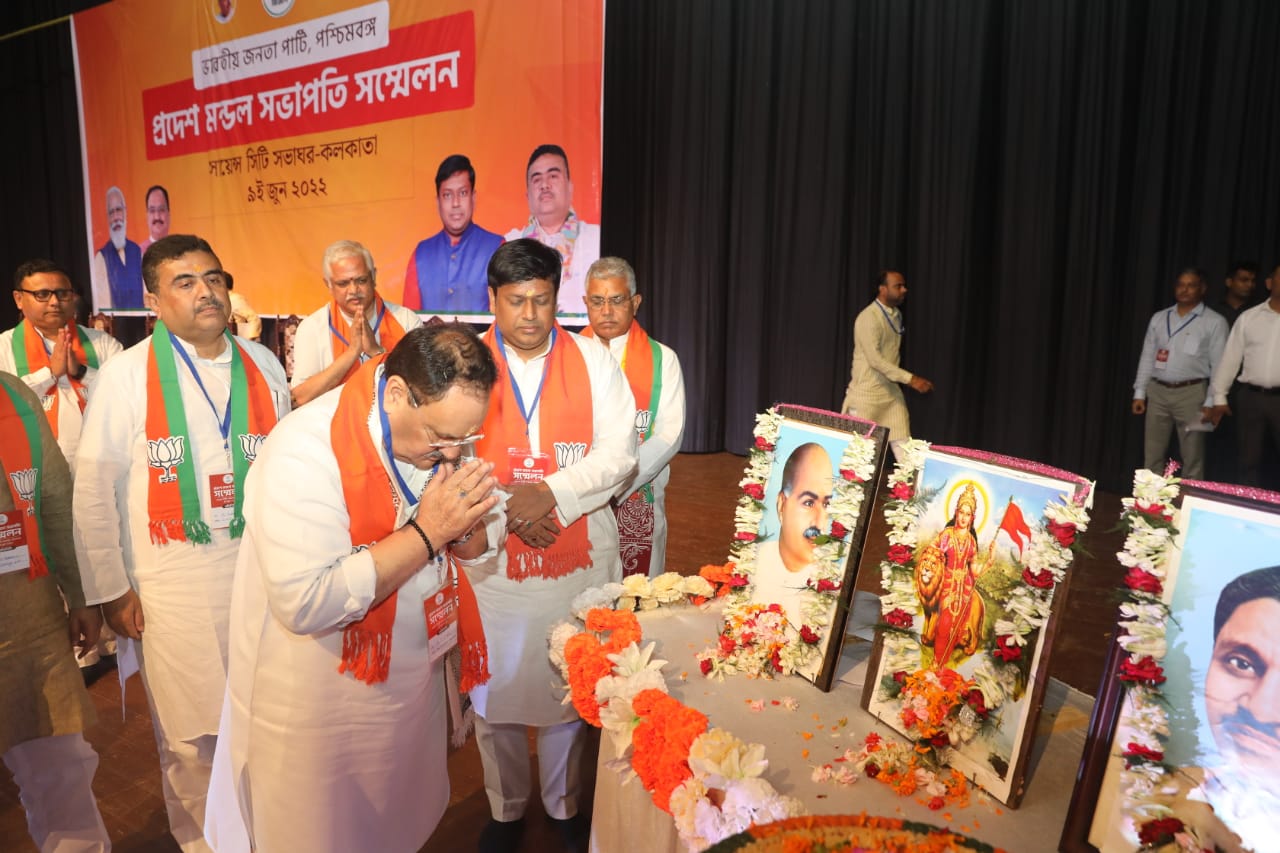 BJP National President Shri J.P. Nadda addressing meeting of Mandal Presidents, Morcha Presidents & State working team at Science City Auditorium, Kolkata (West Bengal)