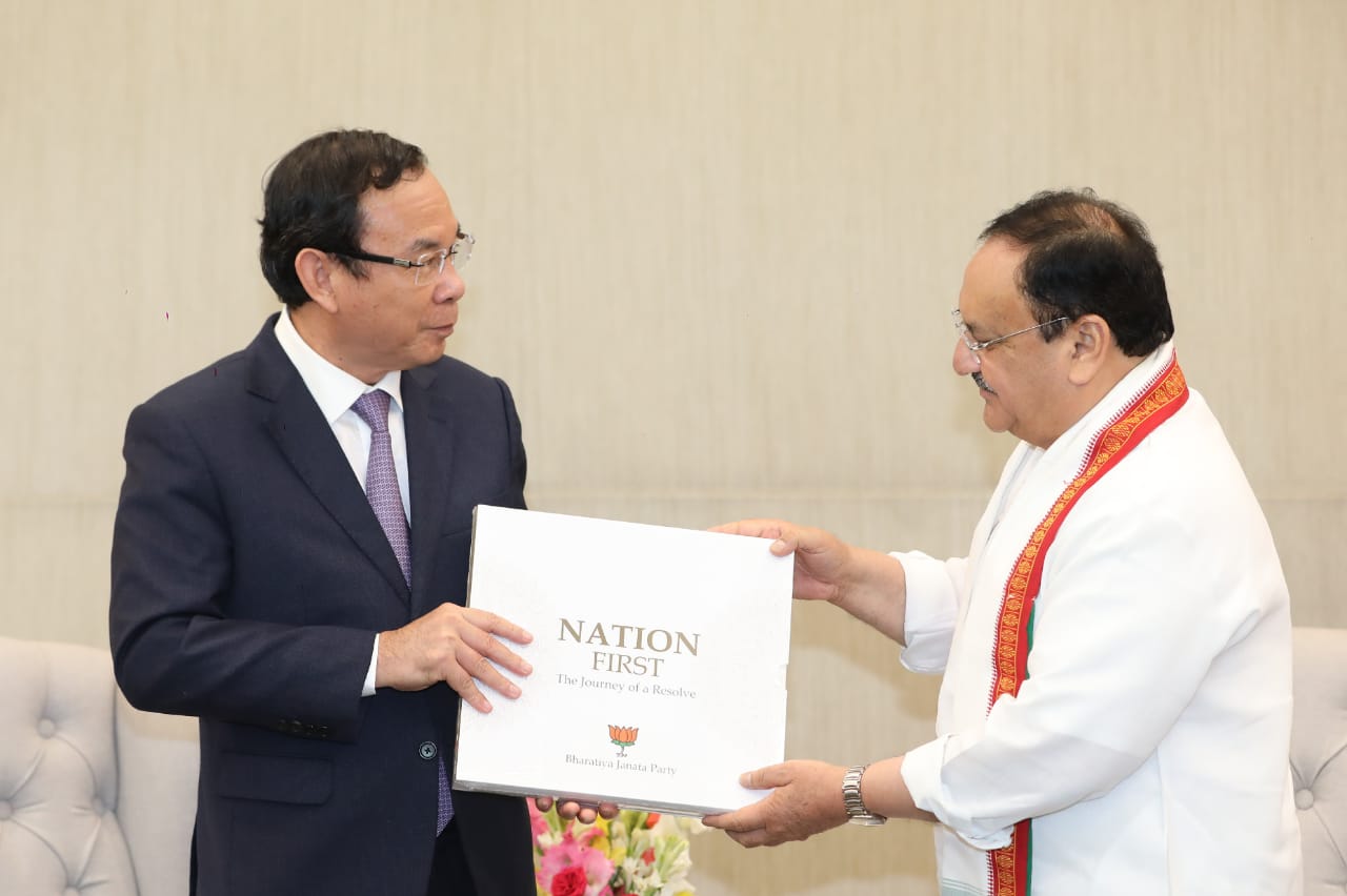 BJP National President Shri Jagat Prakash Nadda interacted with Senior leader of Communist Party of Vietnam Shri Nguyen Van Nen at BJP Head Office, New Delhi