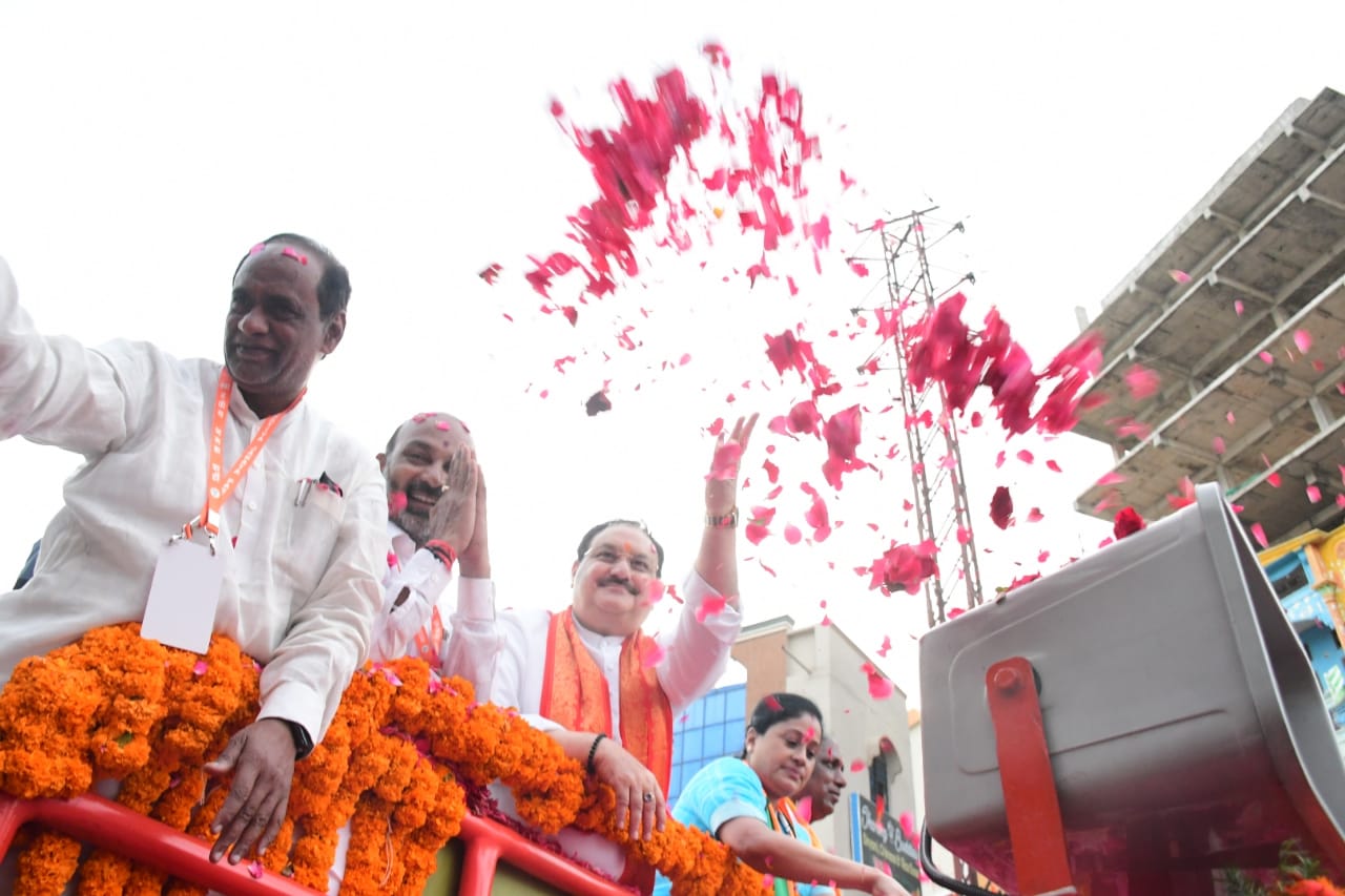 Road Show of Hon'ble BJP National President Shri J.P. Nadda from Trident Hospital to Indira Hospital, Hyderabad (T'gana)