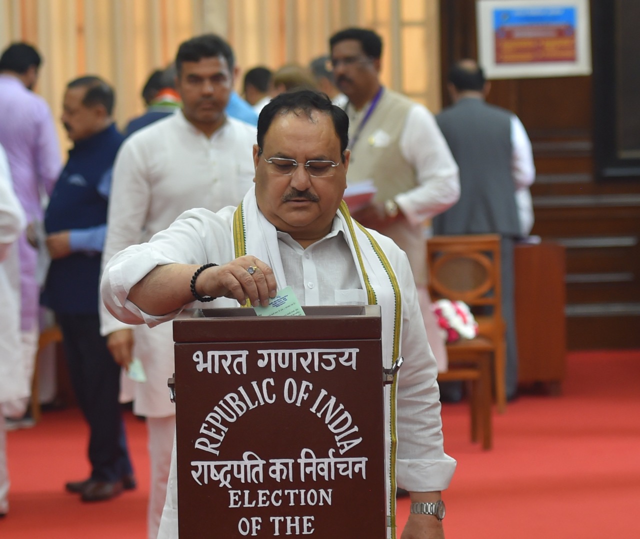 Hon'ble BJP National President Shri J.P. Nadda casted his vote for Presidential Election of India