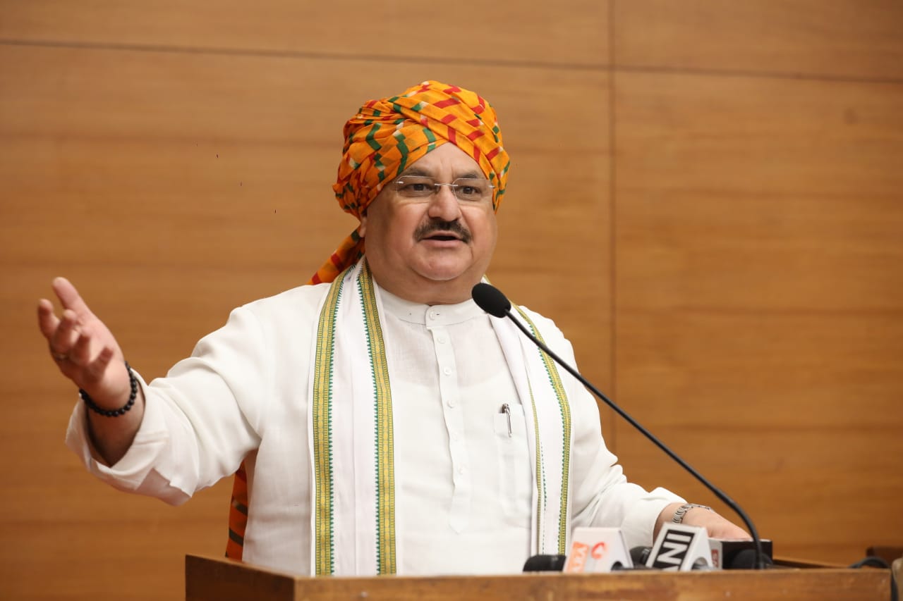 BJP National President Shri J.P. Nadda while addressing Dhanyawad Programme by farmers at BJP HQ, 6A DDU Marg, New Delhi