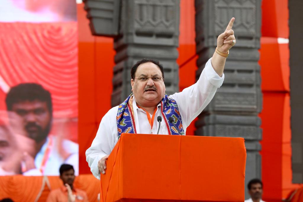 BJP National President Shri J.P. Nadda while addressing “Praja Sangrama Yatra - III concluding rally” at Arts College Grounds, Hanamkonda (T’gana)