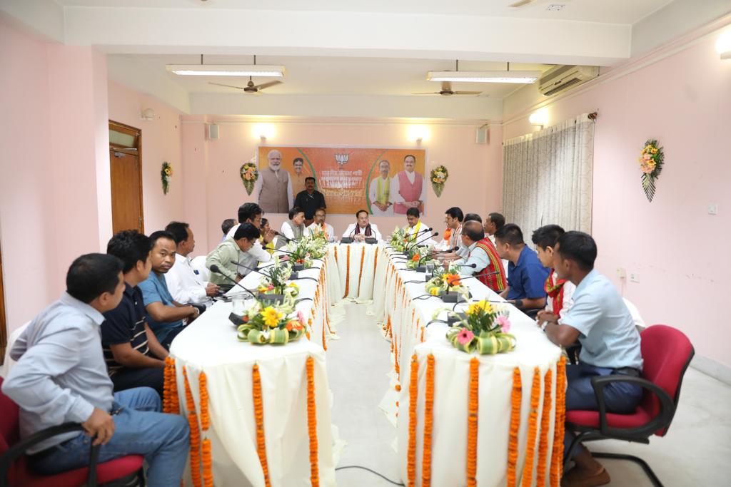 BJP National President Shri J.P. Nadda chaired the meeting of IPFT MLAs alliance partners at State Guest House, Agartala (Tripura)