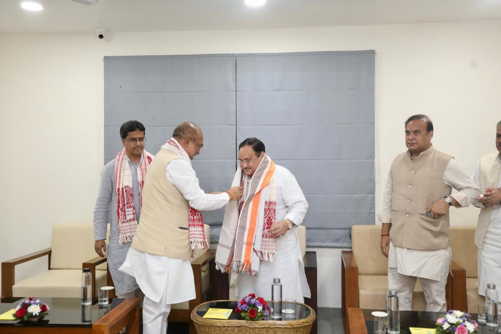 BJP National President Shri J.P. Nadda inaugurating newly constricted North East BJP Office at Sati Radhika Shanti Path, Uzanbazar, Guwahati (Assam)