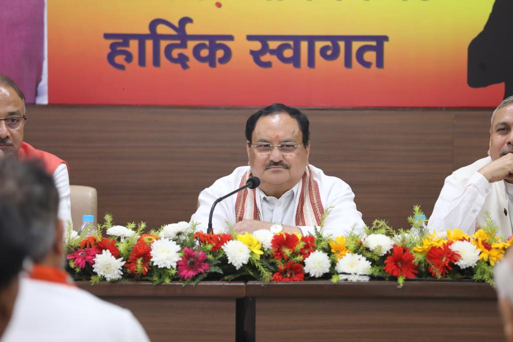  Hon'ble BJP National President Shri J.P. Nadda addressing Haryana state Office Bearers Meeting at State Office, Chandigarh.